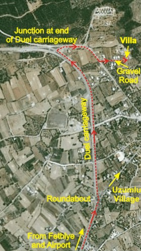 Directions when in Uzumlu coming from Fethiye