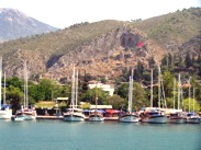 Fethiye Harbour tombs and castle above