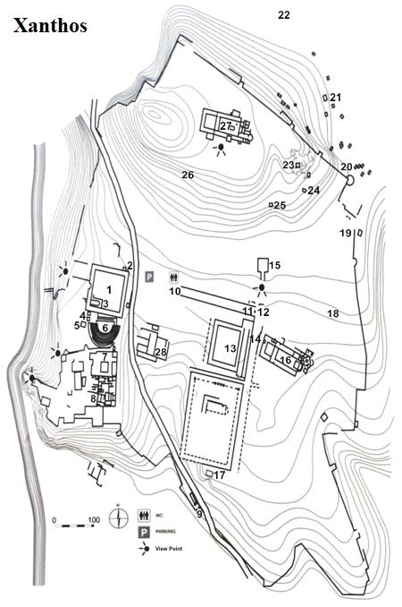 Site Map of Xanthos showing places of interest